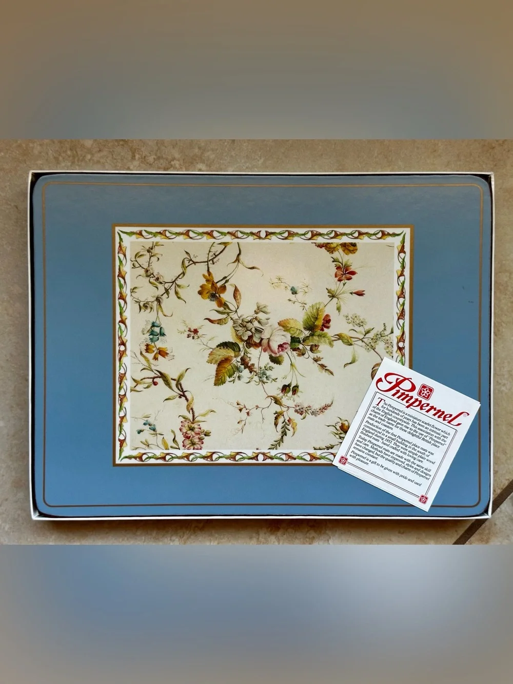 Vintage Pimpernel Cork Back Placemats (Set 6) in Original Box Made in England